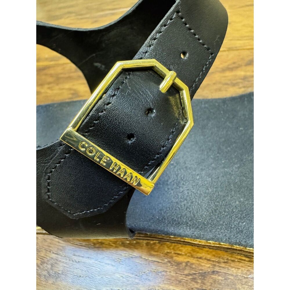 COLE HAAN Original Grand Flatform Wedge Sandal, Black Leather, Sz 11B - Picture 10 of 11